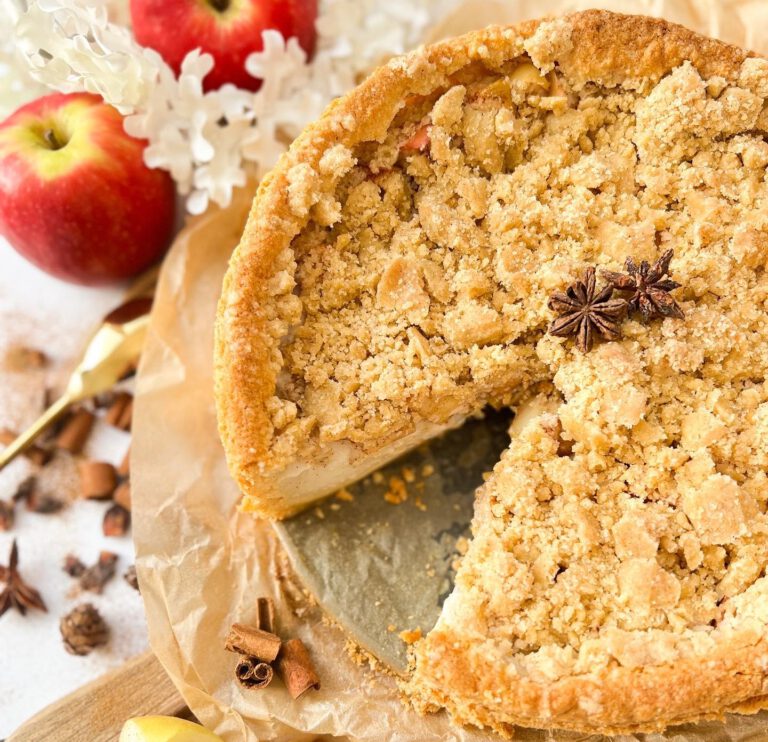 Apfel-Pudding-Kuchen, einfach, lecker und vegan nach einem Rezept von Foodykani.