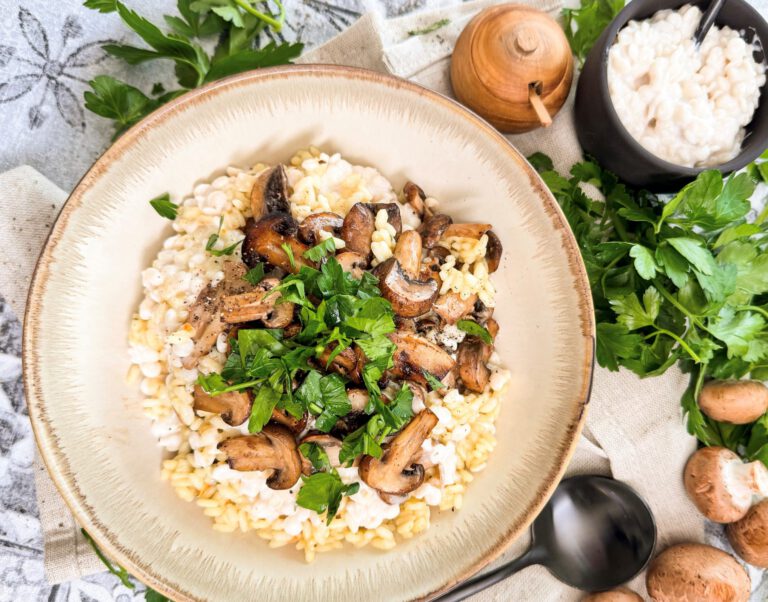 Pilzrisotto, einfaches Rezpet in 20 Minuten fertig.