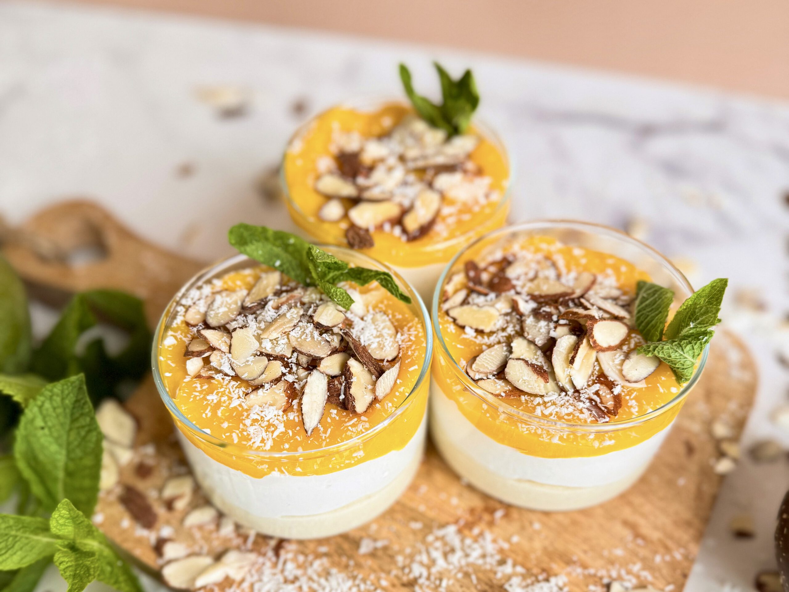 Kokos Mango Dessert im Glas, einfaches Rezept in 20 Minuten.