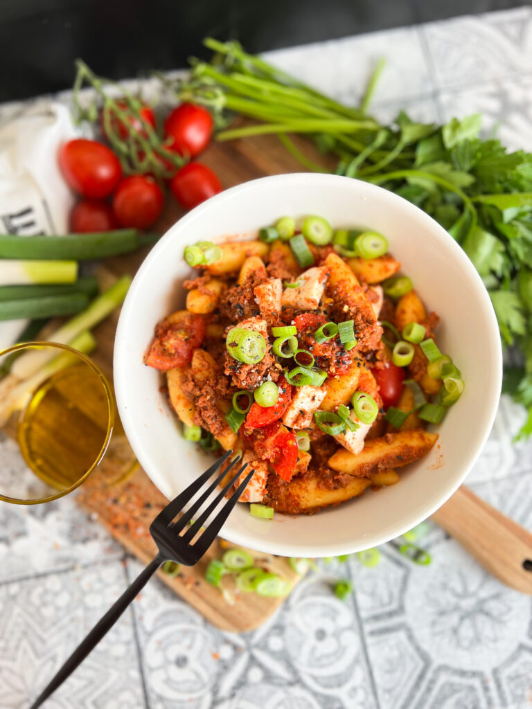 Schnelle Schupfnudel-Pfanne, veganes Hauptgericht.