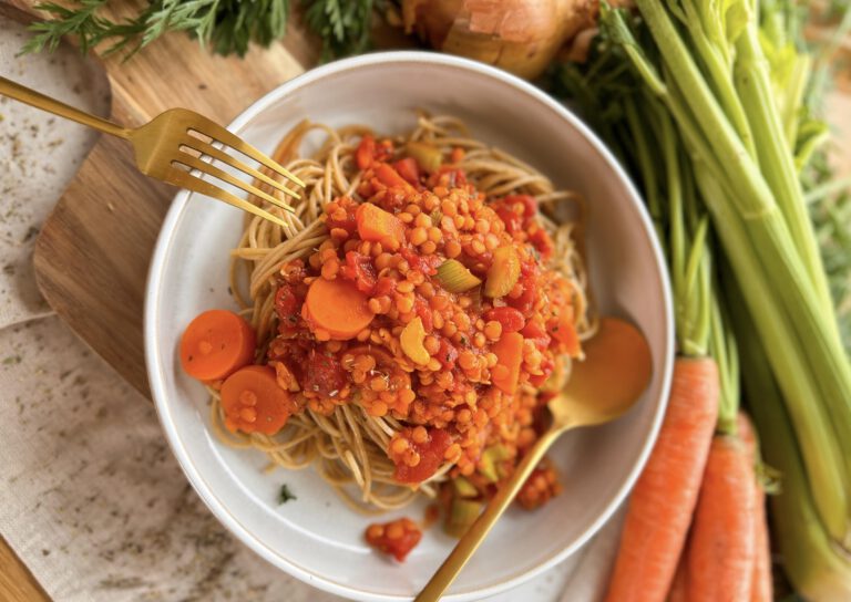 Linsenbolognese, einfaches Rezept für vegane Bolognese.