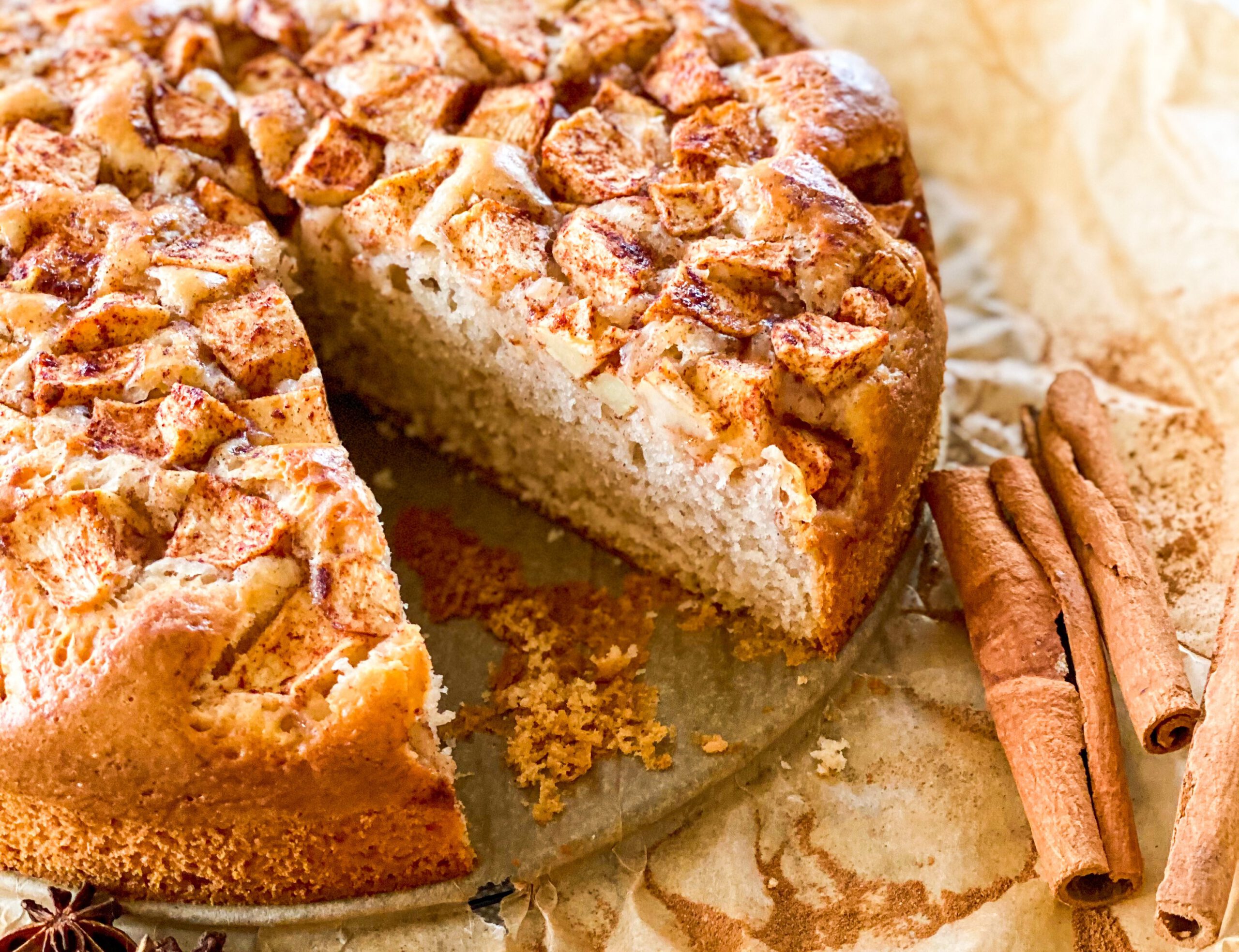 Veganer Apfelkuchen, einfaches Rezept für leckeren Kuchen in einer Stunde gebacken.