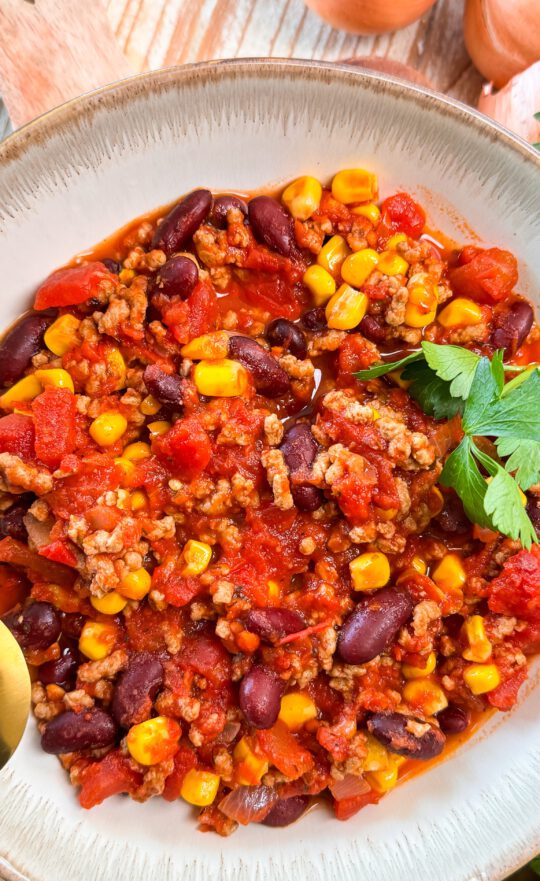 Chili sin Carne Rezept, einfach und schnell in 20 Minuten gekocht.