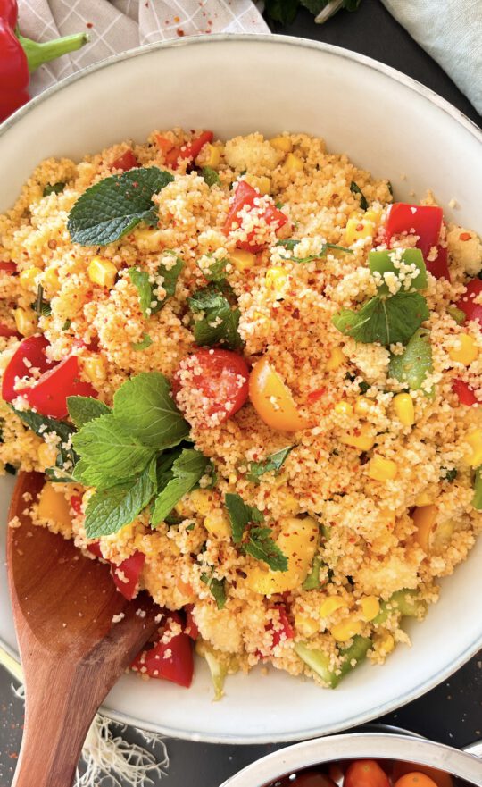 Couscous Salat, einfaches Rezept in 15 Minuten fertig.